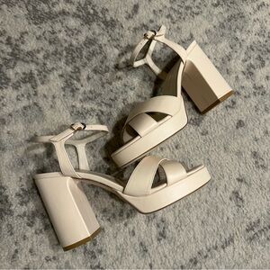 Stuart Weitzman Dayna platform sandals - cream white heels NEW IN BOX